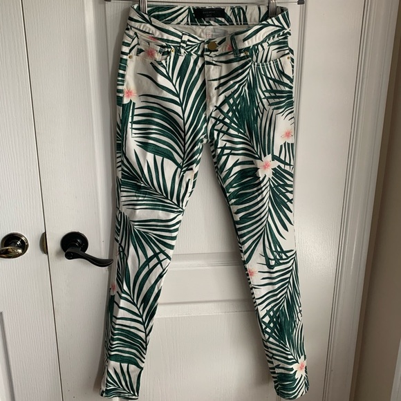 Floral Palm Trees Skinny Jeans - Picture 1 of 5